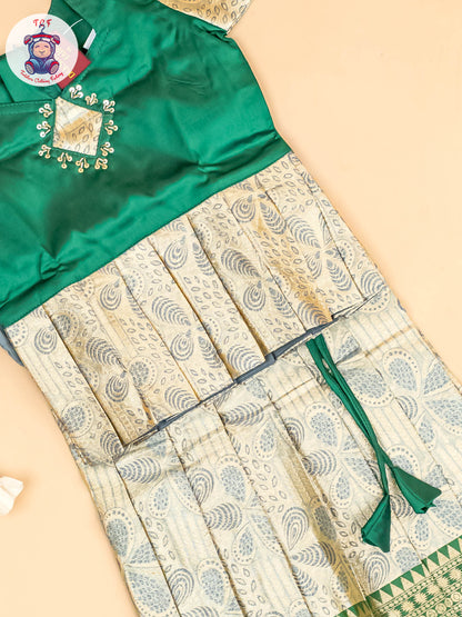 Green & Gold - Girls Readymade Pavadai Sattai