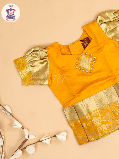 Mango Yellow & Gold - Girls Readymade Pavadai Sattai