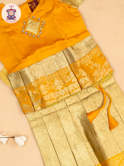 Mango Yellow & Gold - Girls Readymade Pavadai Sattai