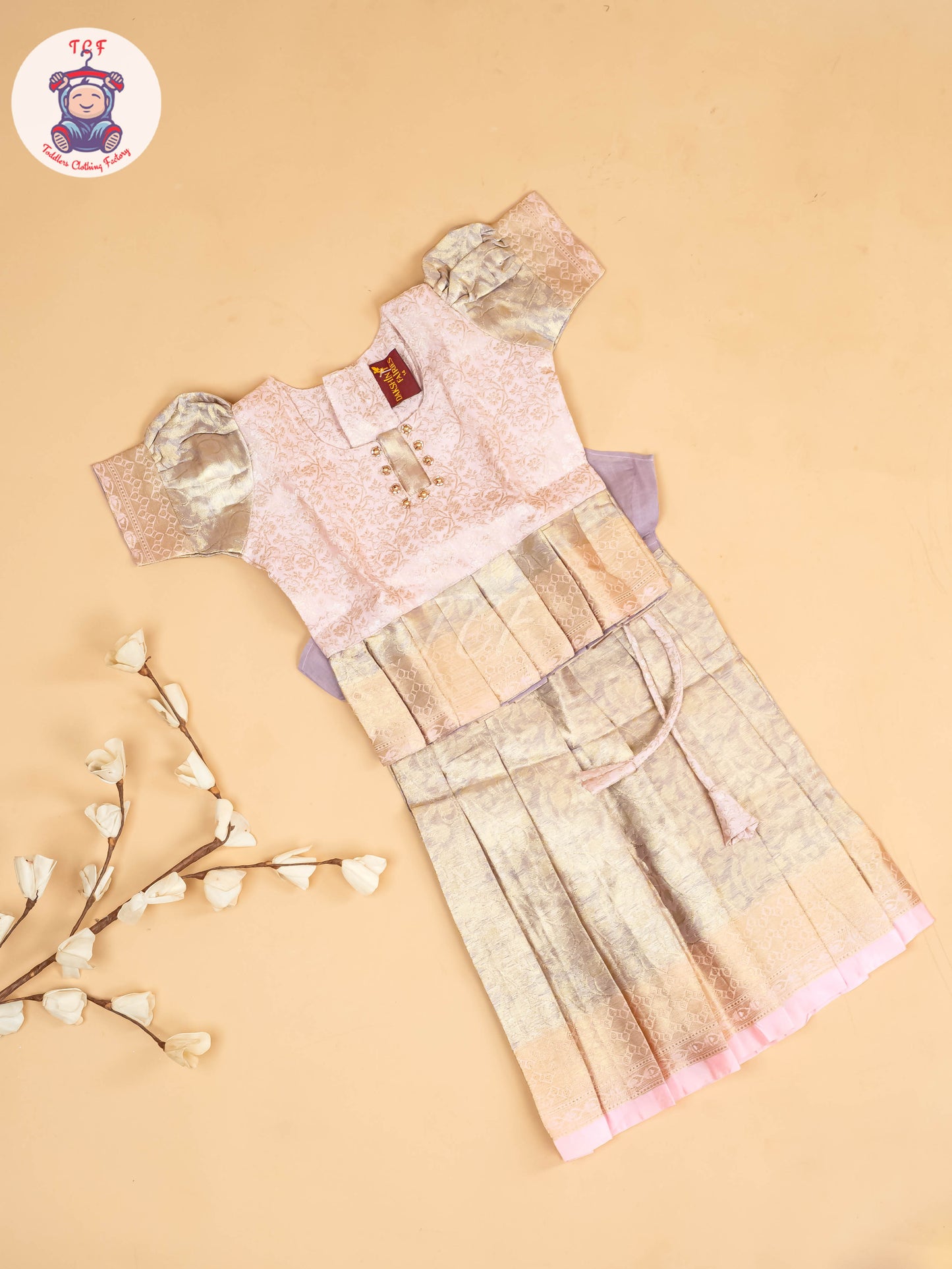 Lite Pink - Girls Readymade Pavadai Sattai