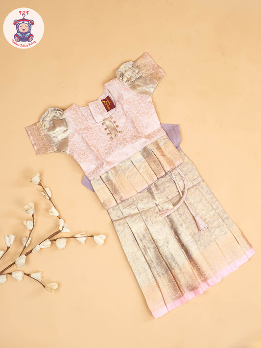 Lite Pink - Girls Readymade Pavadai Sattai