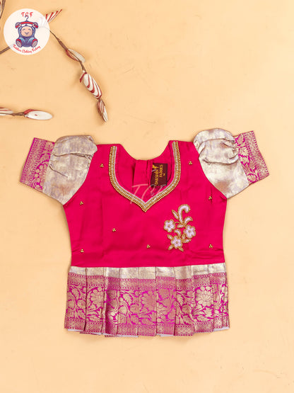 Pink Tissue - Girls Readymade Pavadai Sattai