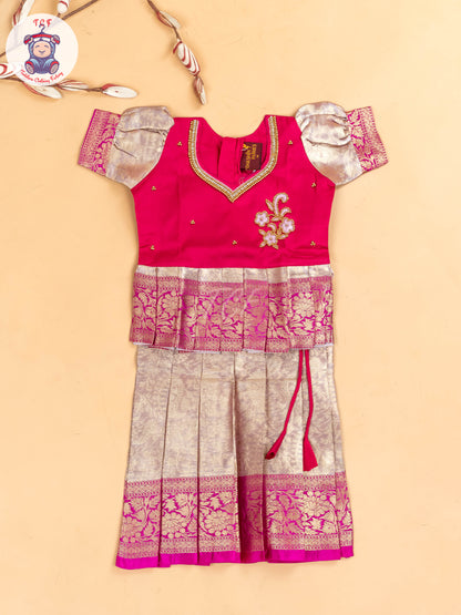 Pink Tissue - Girls Readymade Pavadai Sattai