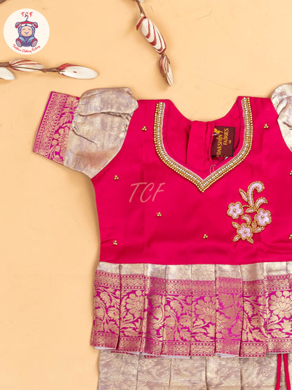 Pink Tissue - Girls Readymade Pavadai Sattai