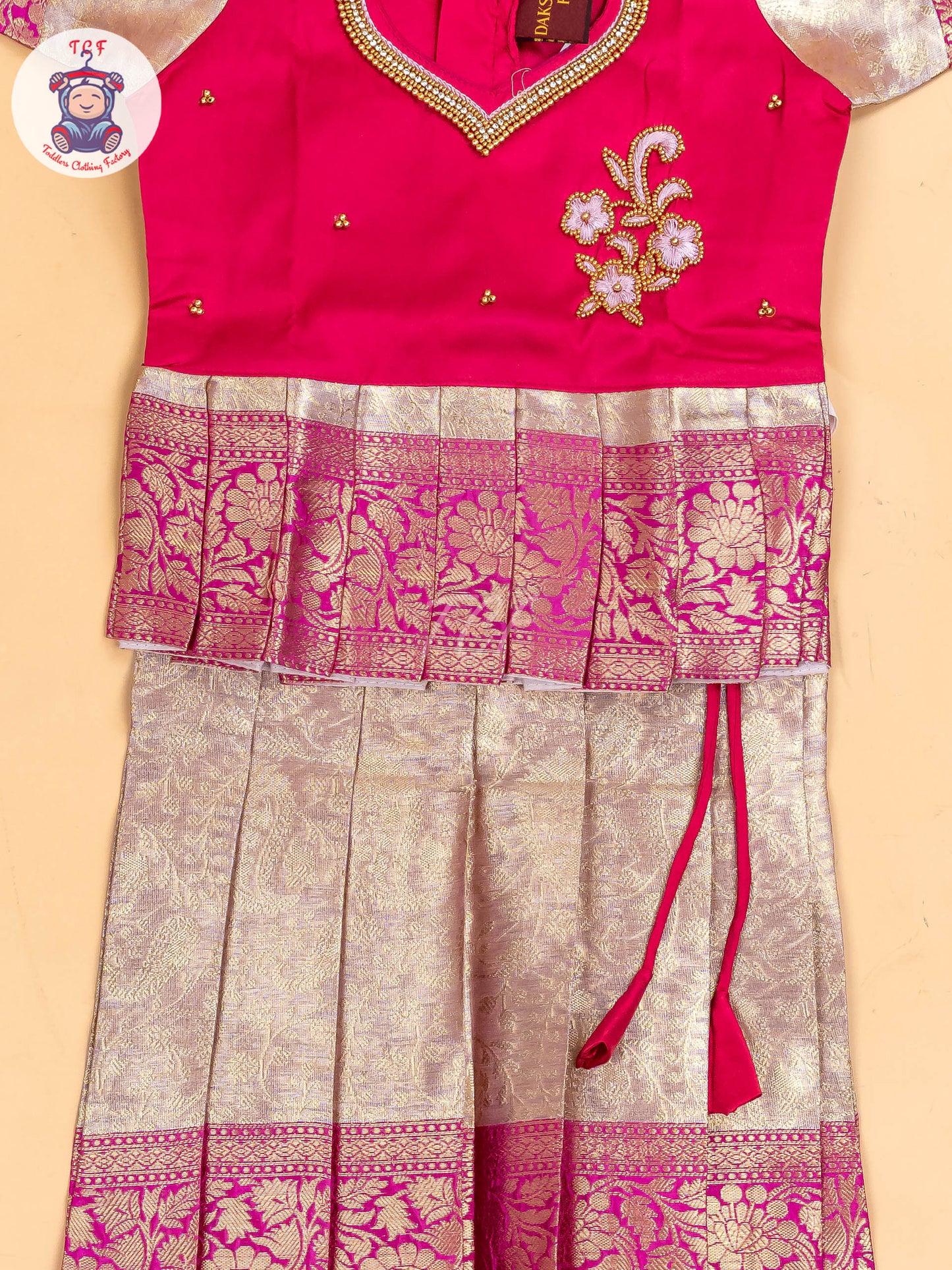 Pink Tissue - Girls Readymade Pavadai Sattai