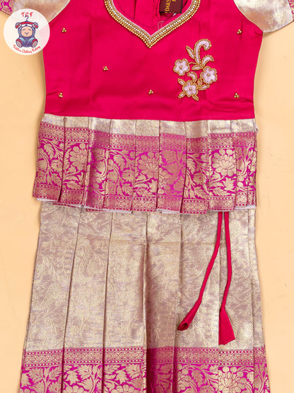 Pink Tissue - Girls Readymade Pavadai Sattai