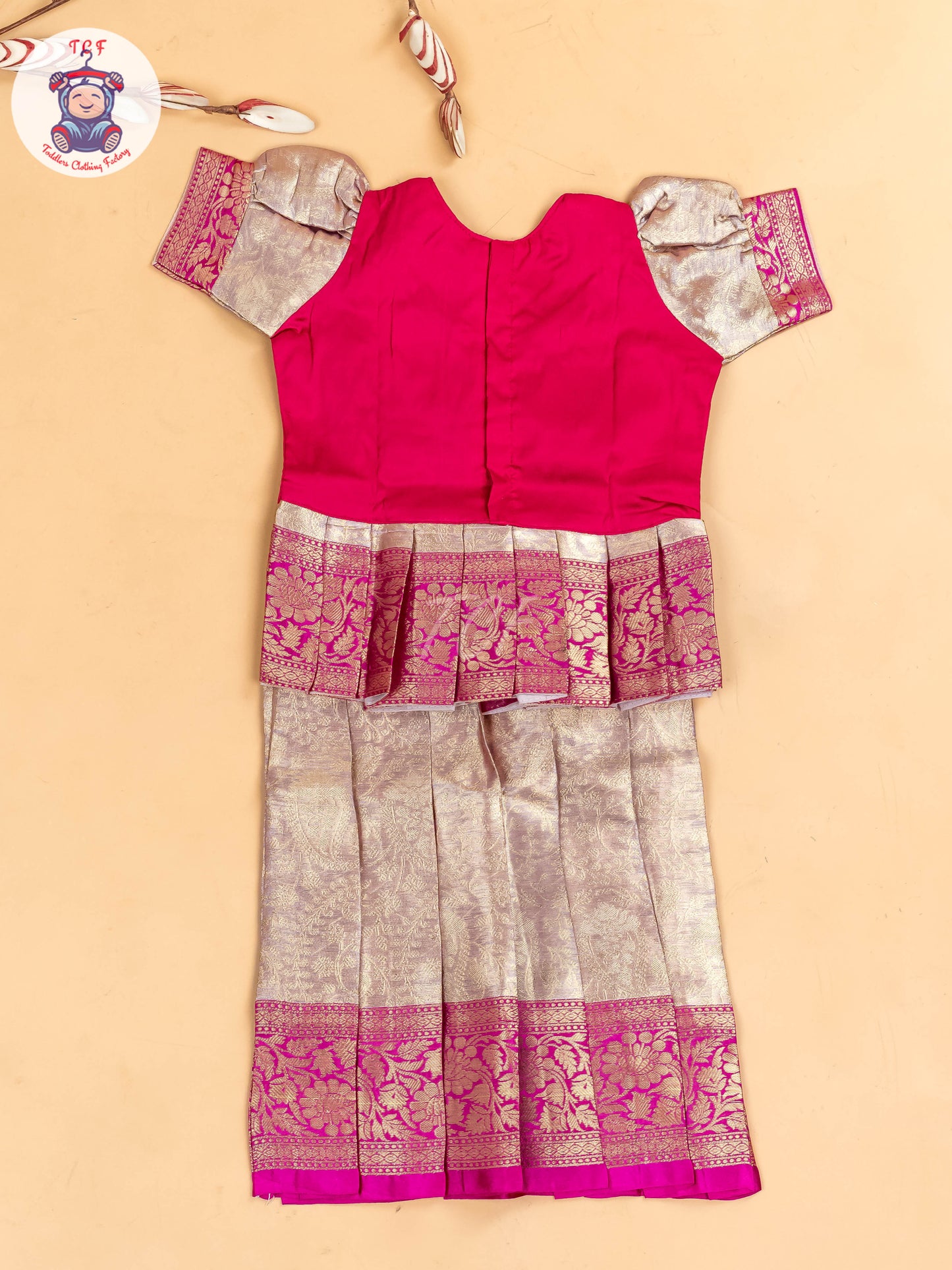 Pink Tissue - Girls Readymade Pavadai Sattai
