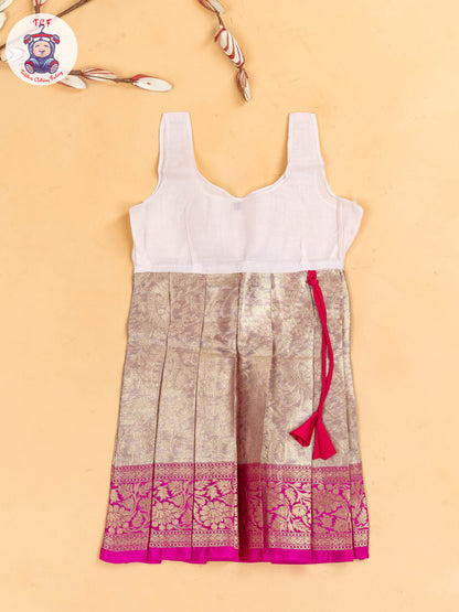 Pink Tissue - Girls Readymade Pavadai Sattai