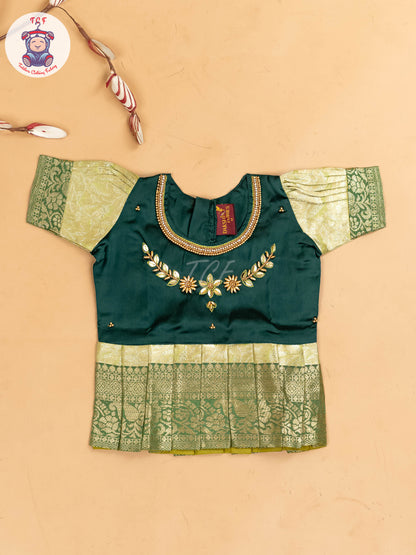 Green & Gold - Girls Readymade Pavadai Sattai