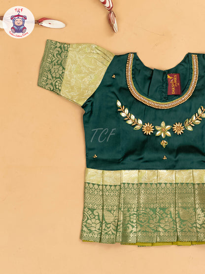 Green & Gold - Girls Readymade Pavadai Sattai