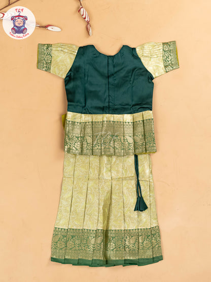 Green & Gold - Girls Readymade Pavadai Sattai
