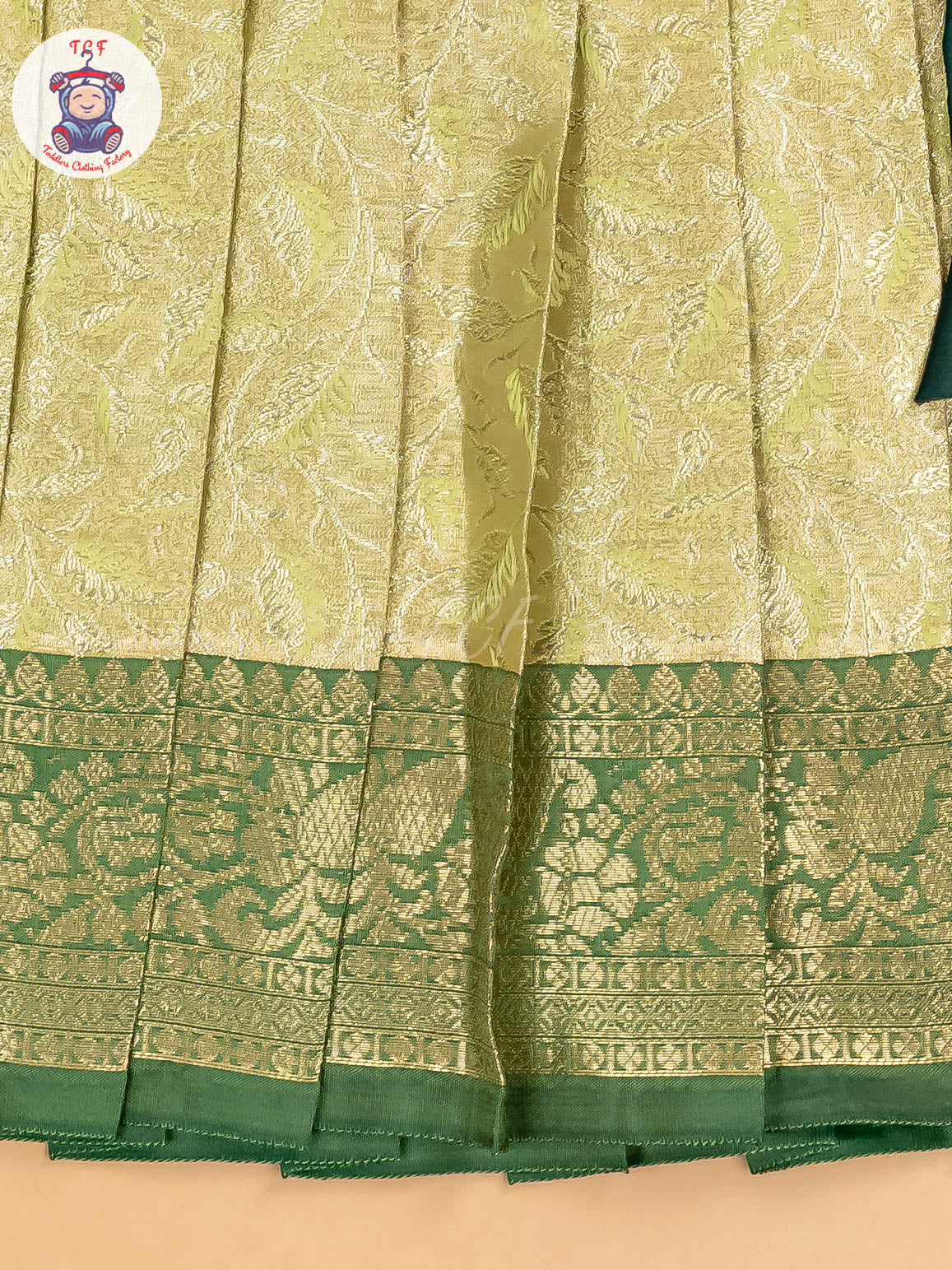 Green & Gold - Girls Readymade Pavadai Sattai