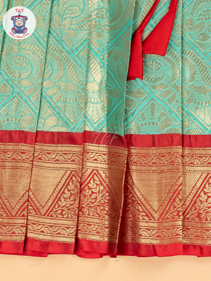 Red & Gold - Girls Readymade Pavadai Sattai