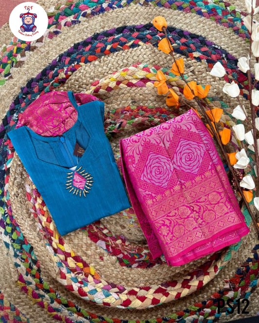 Sky Blue & Pink - Pavadai Sattai