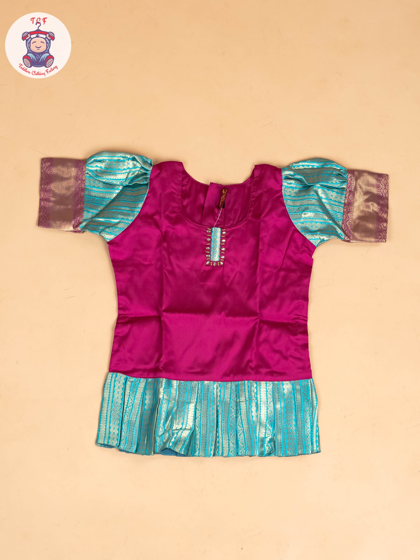 Pink & Light Green - Girls Readymade Pavadai Sattai