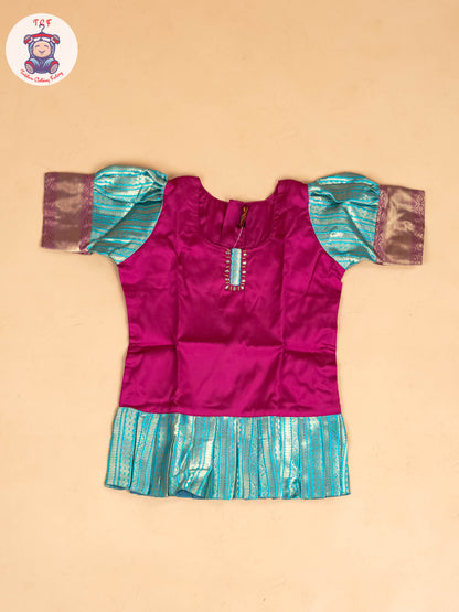Pink & Light Green - Girls Readymade Pavadai Sattai