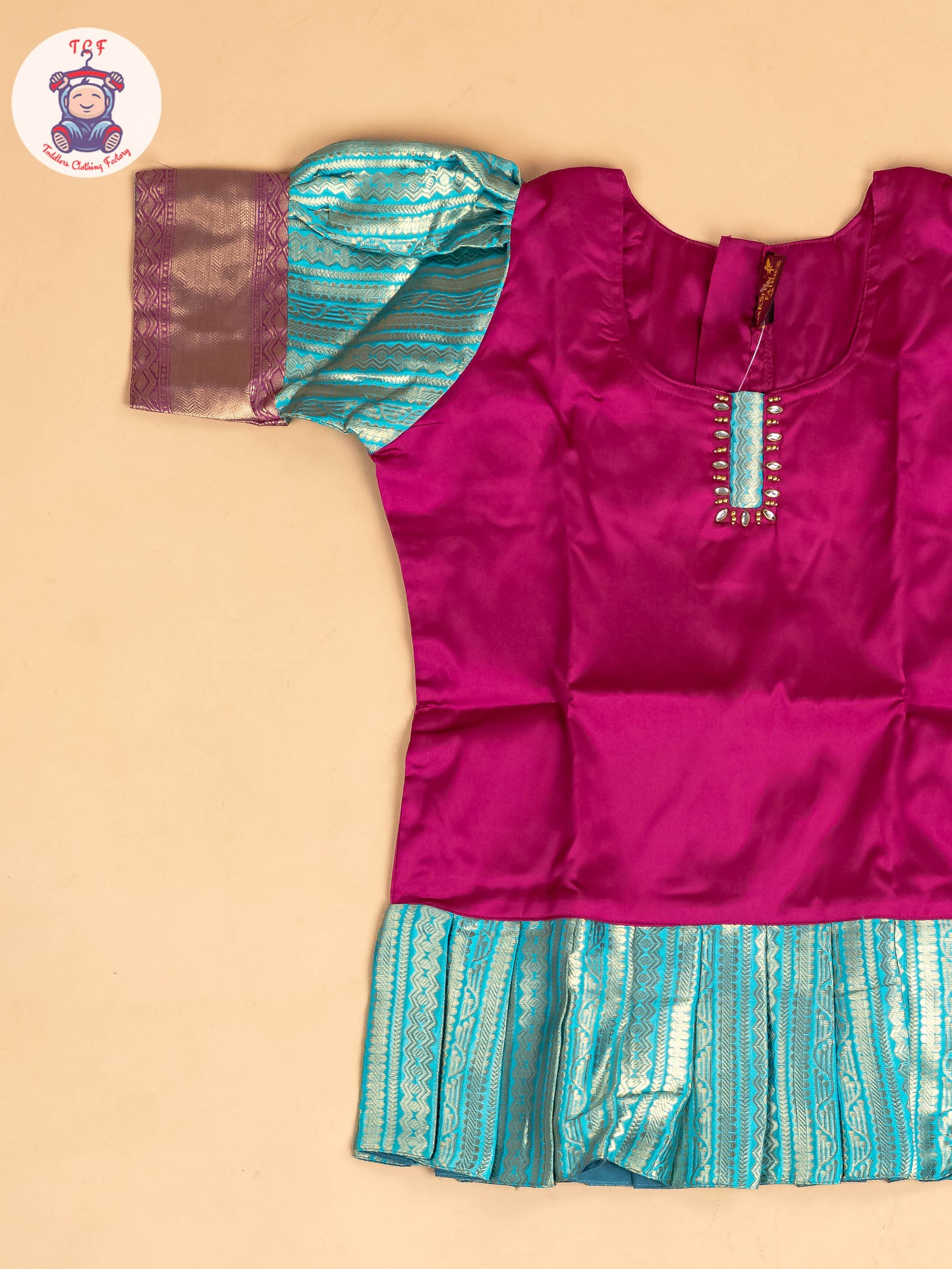 Pink & Light Green - Girls Readymade Pavadai Sattai