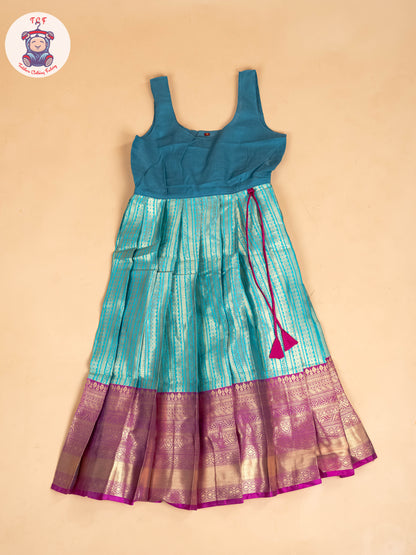 Pink & Light Green - Girls Readymade Pavadai Sattai