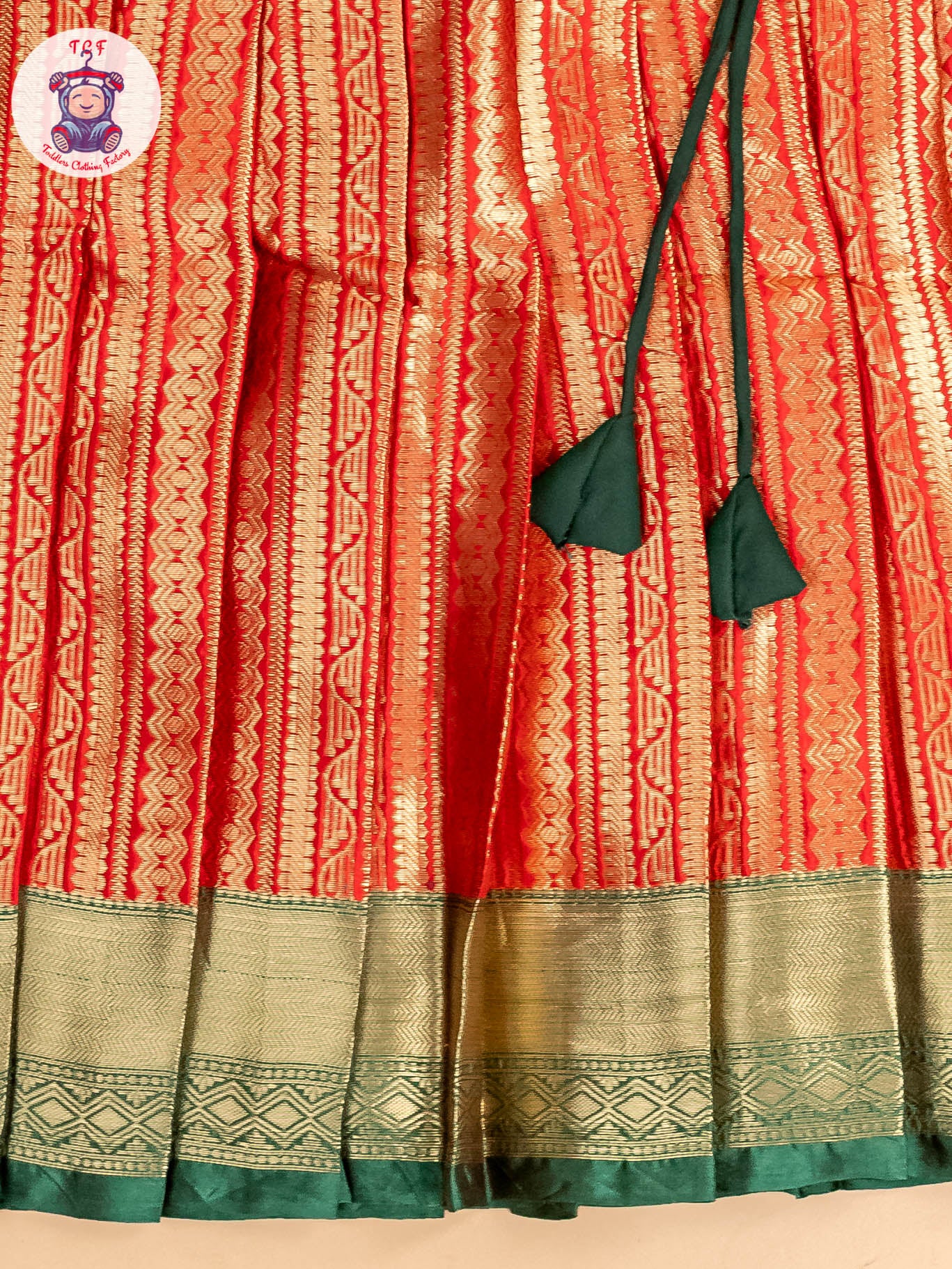 Green & Red - Girls Readymade Pavadai Sattai