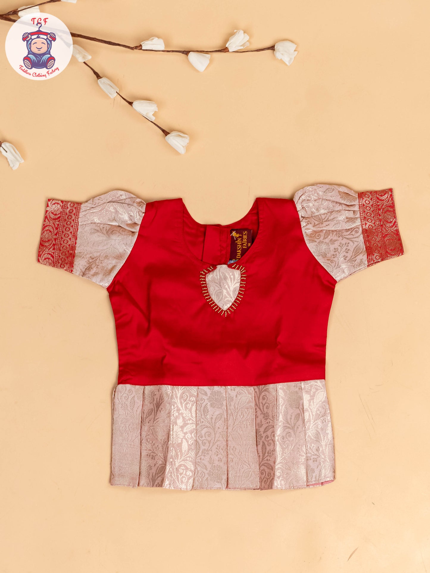 Red & Gold - Girls Readymade Pavadai Sattai