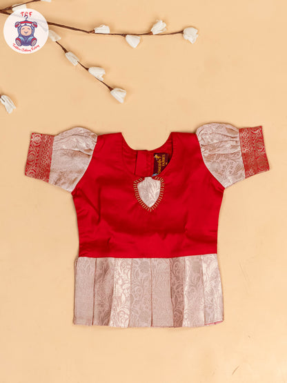 Red & Gold - Girls Readymade Pavadai Sattai