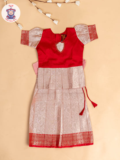 Red & Gold - Girls Readymade Pavadai Sattai