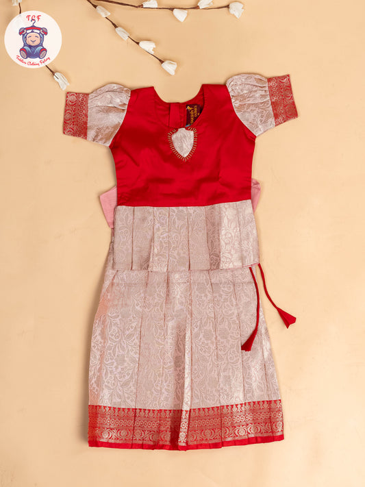 Red & Gold - Girls Readymade Pavadai Sattai