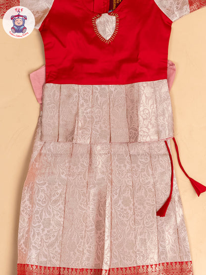 Red & Gold - Girls Readymade Pavadai Sattai