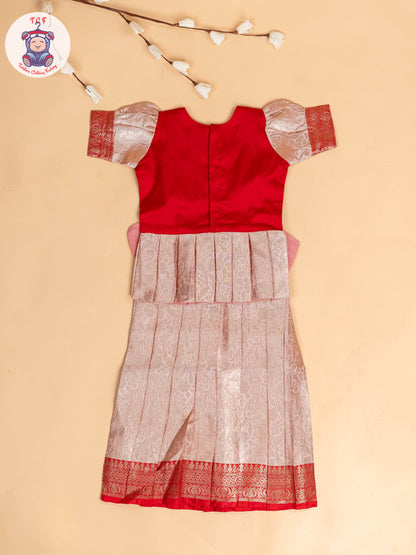 Red & Gold - Girls Readymade Pavadai Sattai