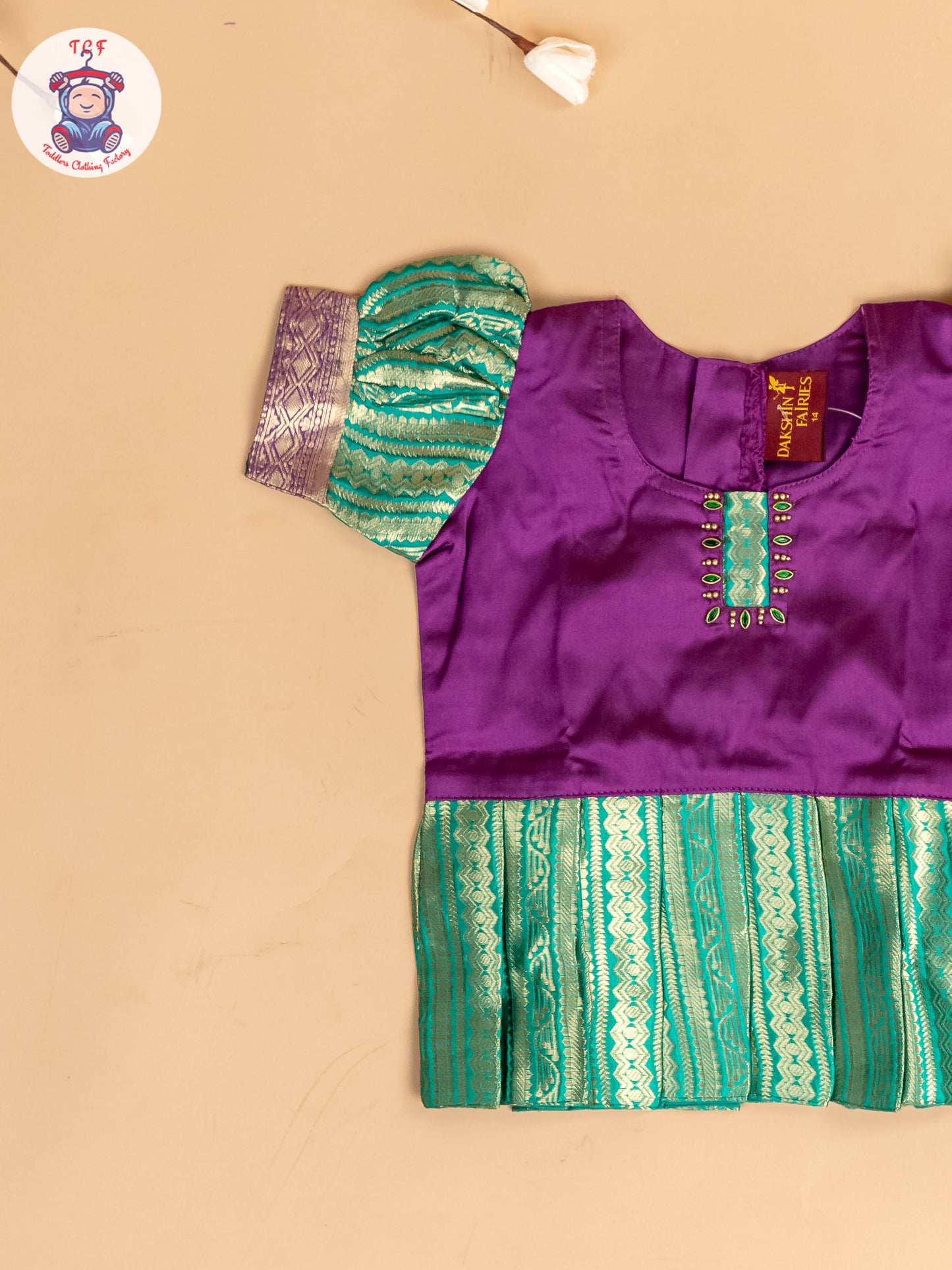 Violet & Light Green - Girls Readymade Pavadai Sattai