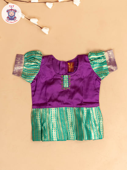 Violet & Light Green - Girls Readymade Pavadai Sattai