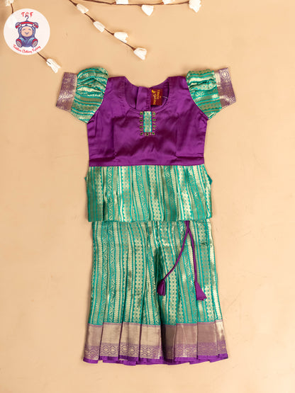 Violet & Light Green - Girls Readymade Pavadai Sattai