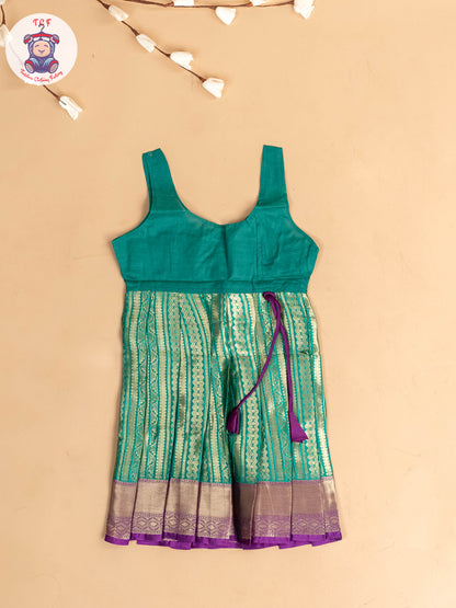 Violet & Light Green - Girls Readymade Pavadai Sattai