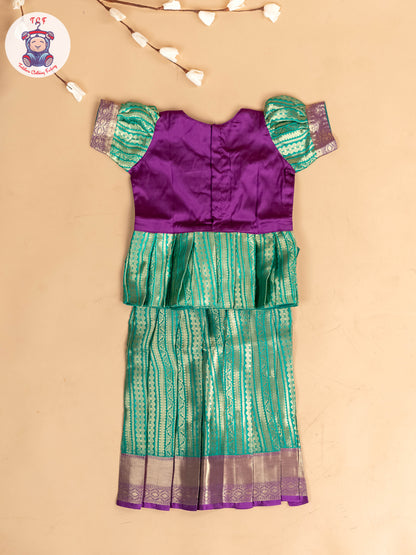 Violet & Light Green - Girls Readymade Pavadai Sattai