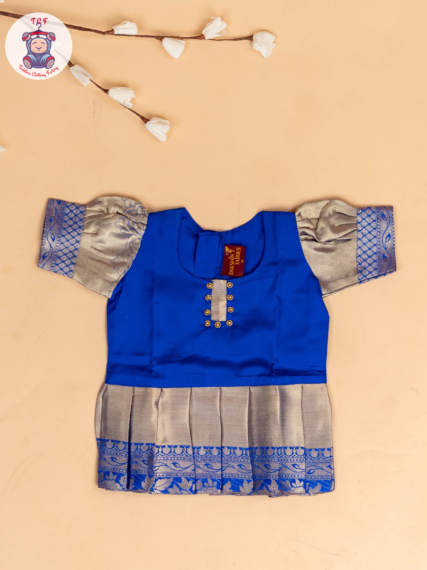 Blue & Grey - Girls Readymade Pavadai Sattai