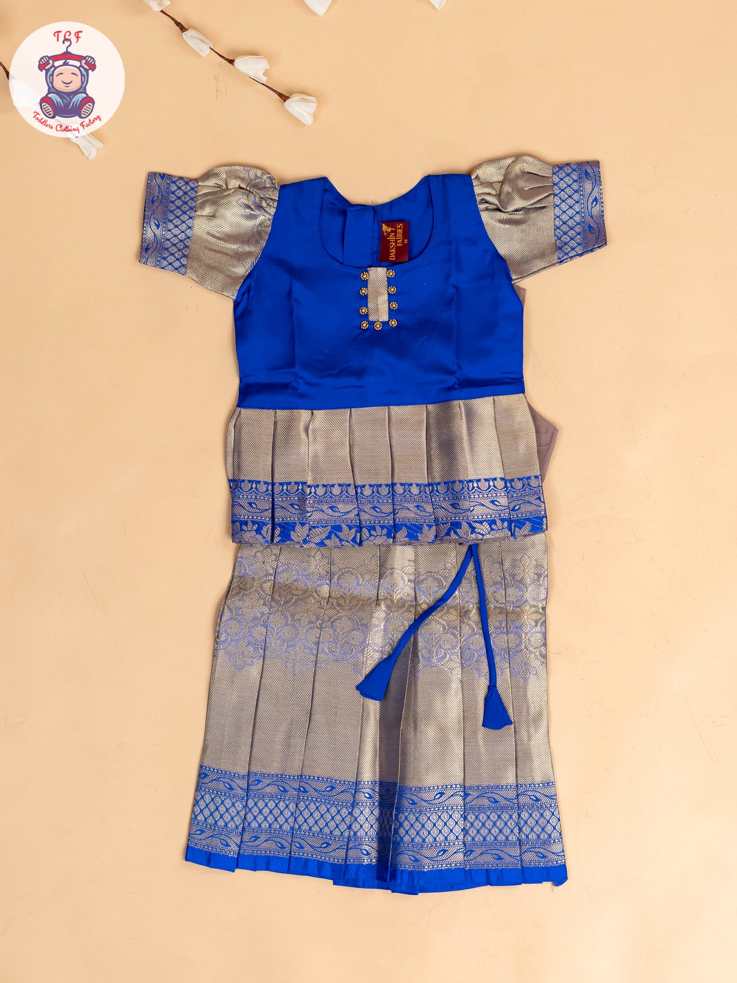Blue & Grey - Girls Readymade Pavadai Sattai