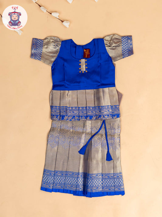 Blue & Grey - Girls Readymade Pavadai Sattai