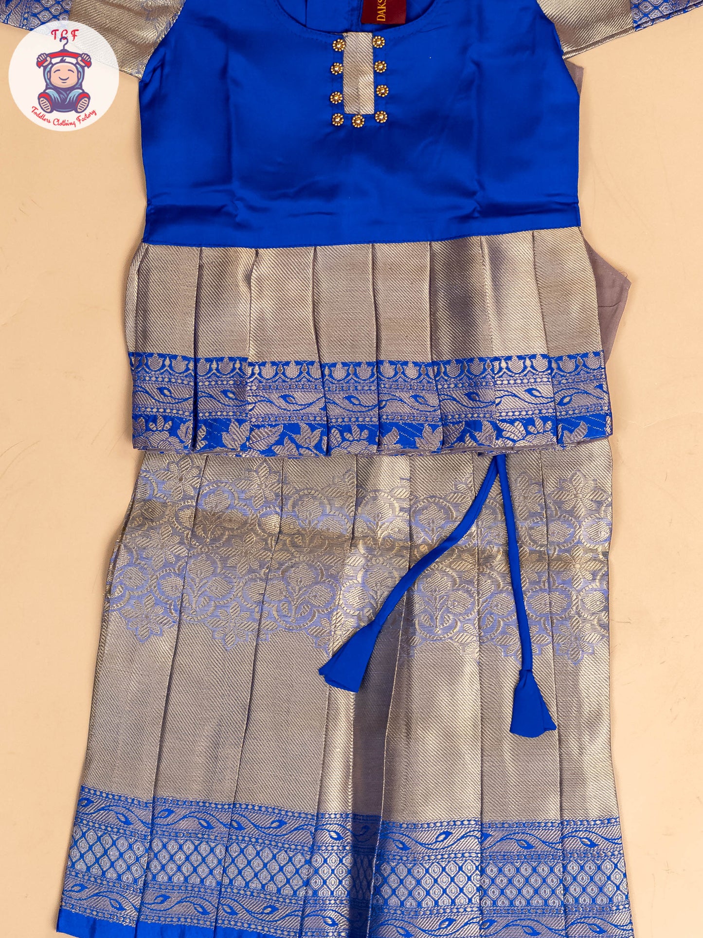 Blue & Grey - Girls Readymade Pavadai Sattai