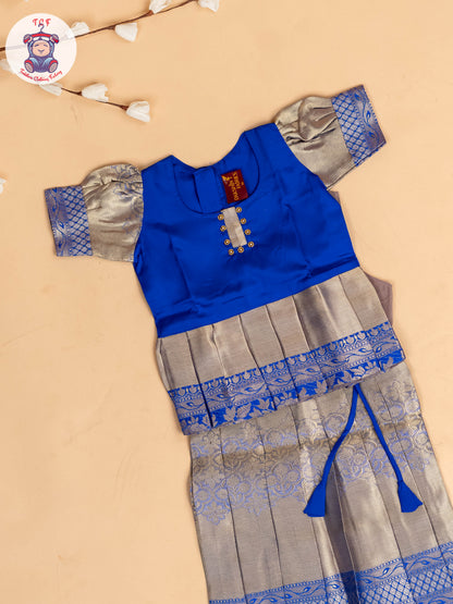 Blue & Grey - Girls Readymade Pavadai Sattai