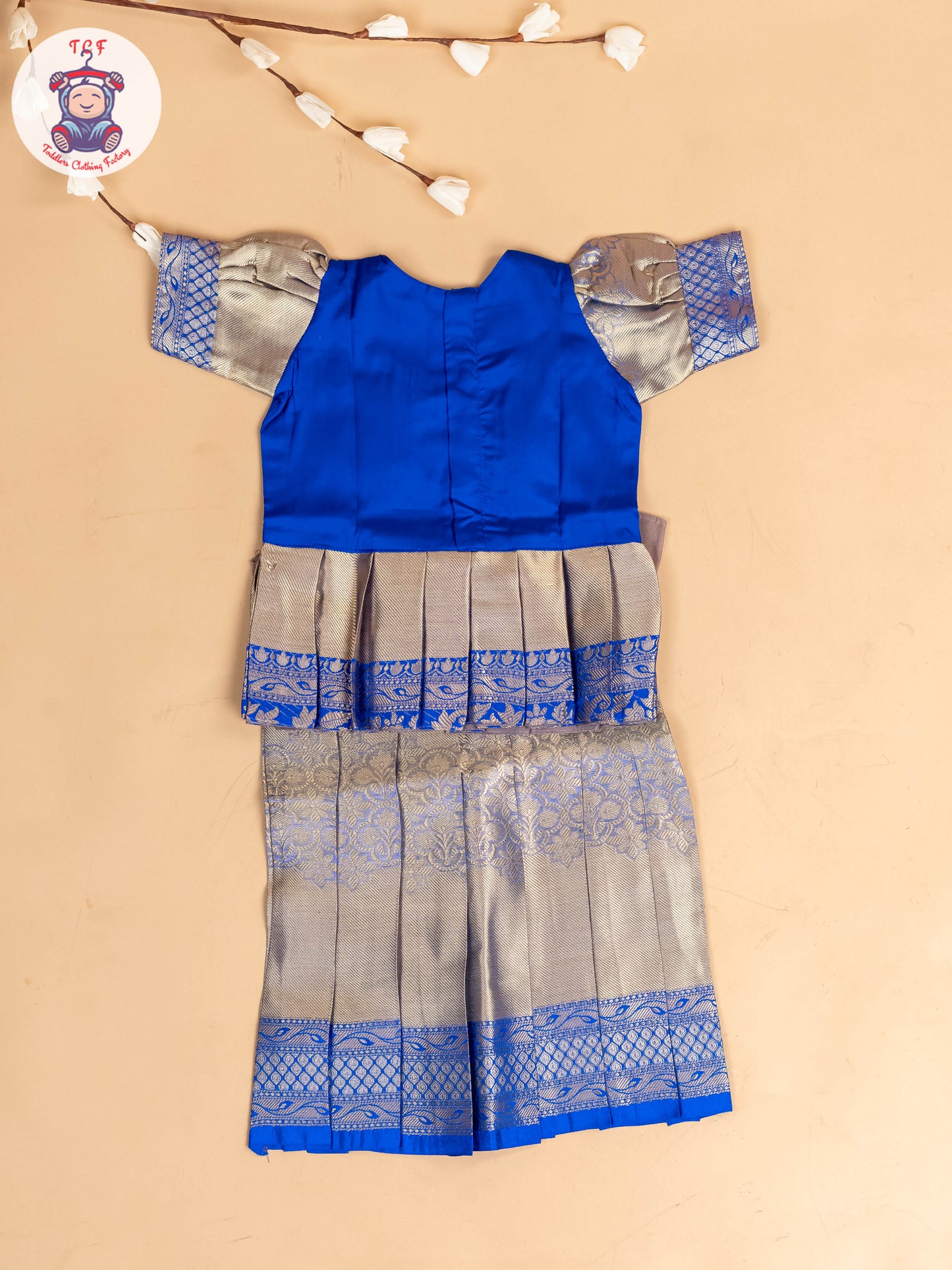Blue & Grey - Girls Readymade Pavadai Sattai