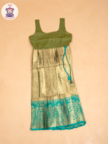 Light Green & Pastel Green - Girls Readymade Pavadai Sattai