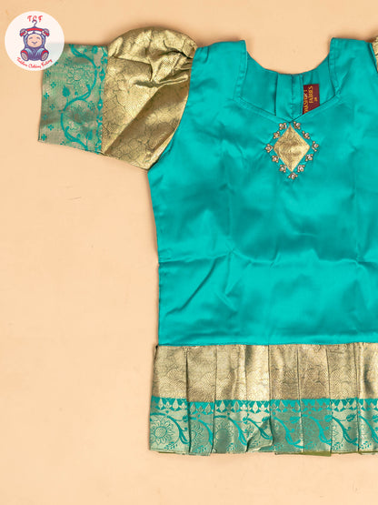 Light Green & Pastel Green - Girls Readymade Pavadai Sattai