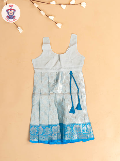 Sky Blue & God - Girls Readymade Pavadai Sattai