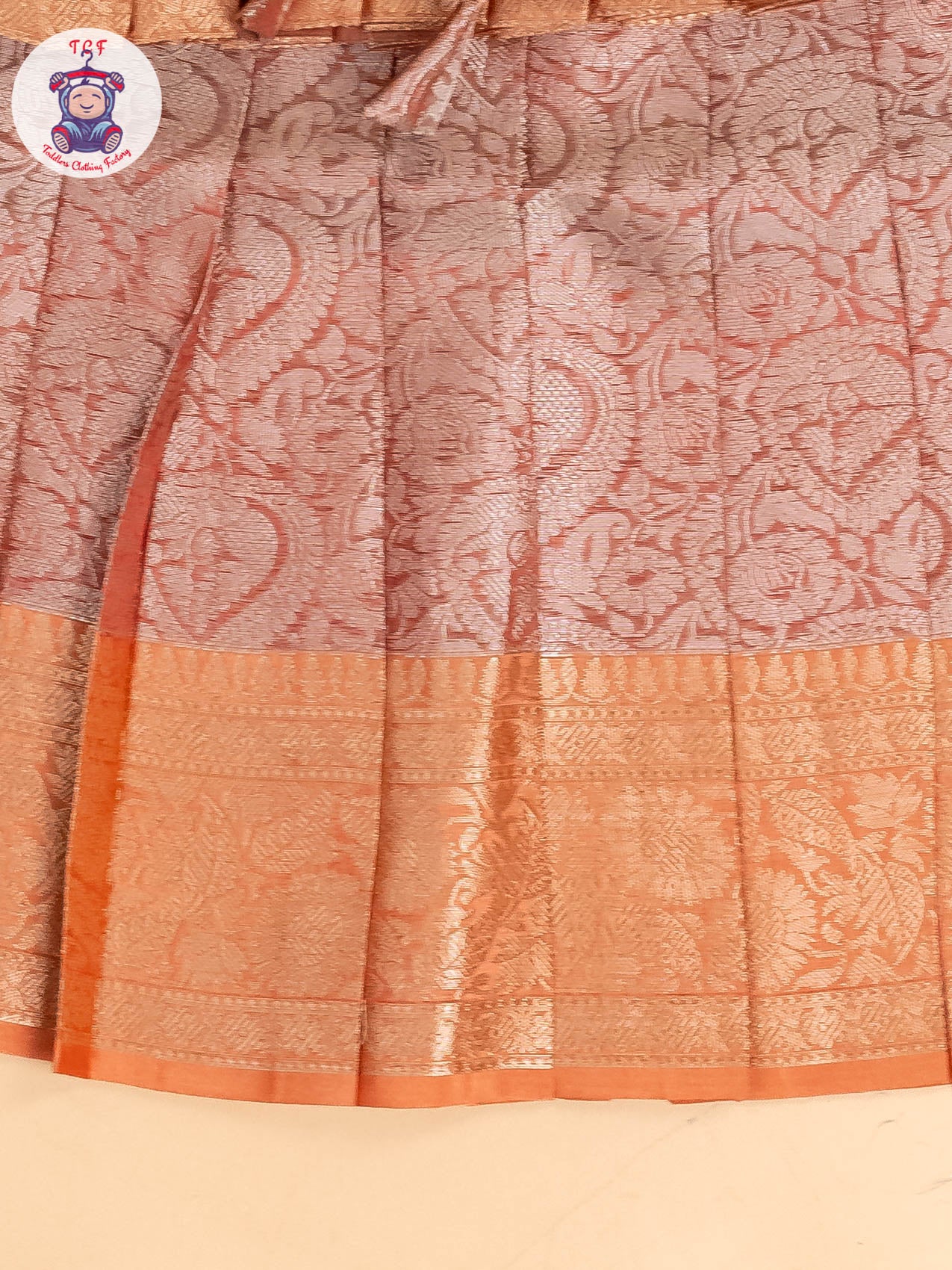 Peach - Girls Readymade Pavadai Sattai