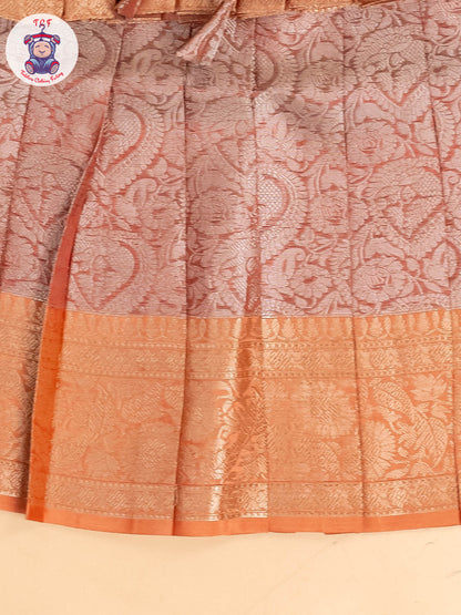 Peach - Girls Readymade Pavadai Sattai