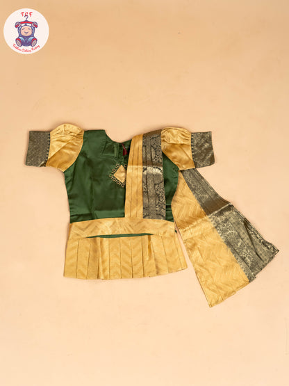 Green & Gold - Girls Readymade Pavadai Sattai