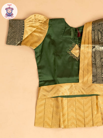 Green & Gold - Girls Readymade Pavadai Sattai