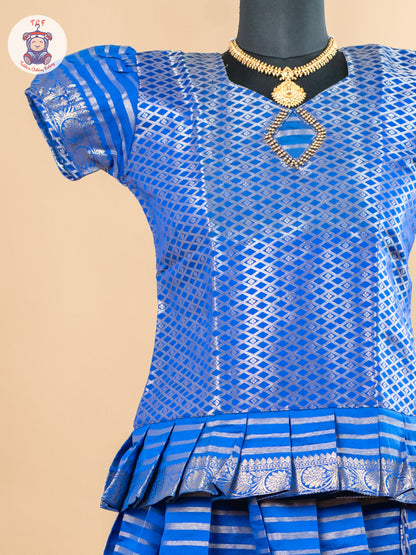 Blue - Girls Readymade Cotton Pavadai Sattai