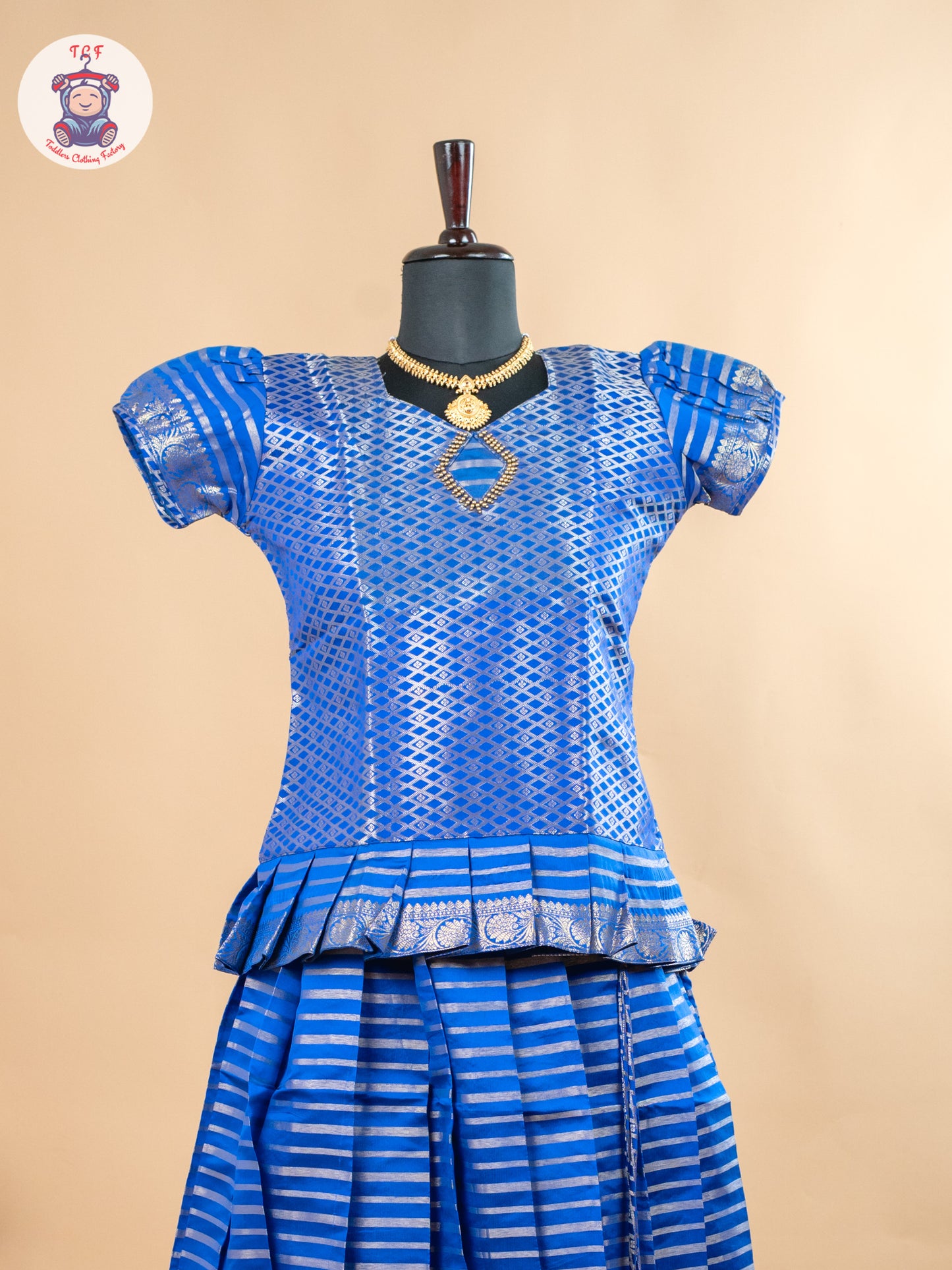 Blue - Girls Readymade Cotton Pavadai Sattai