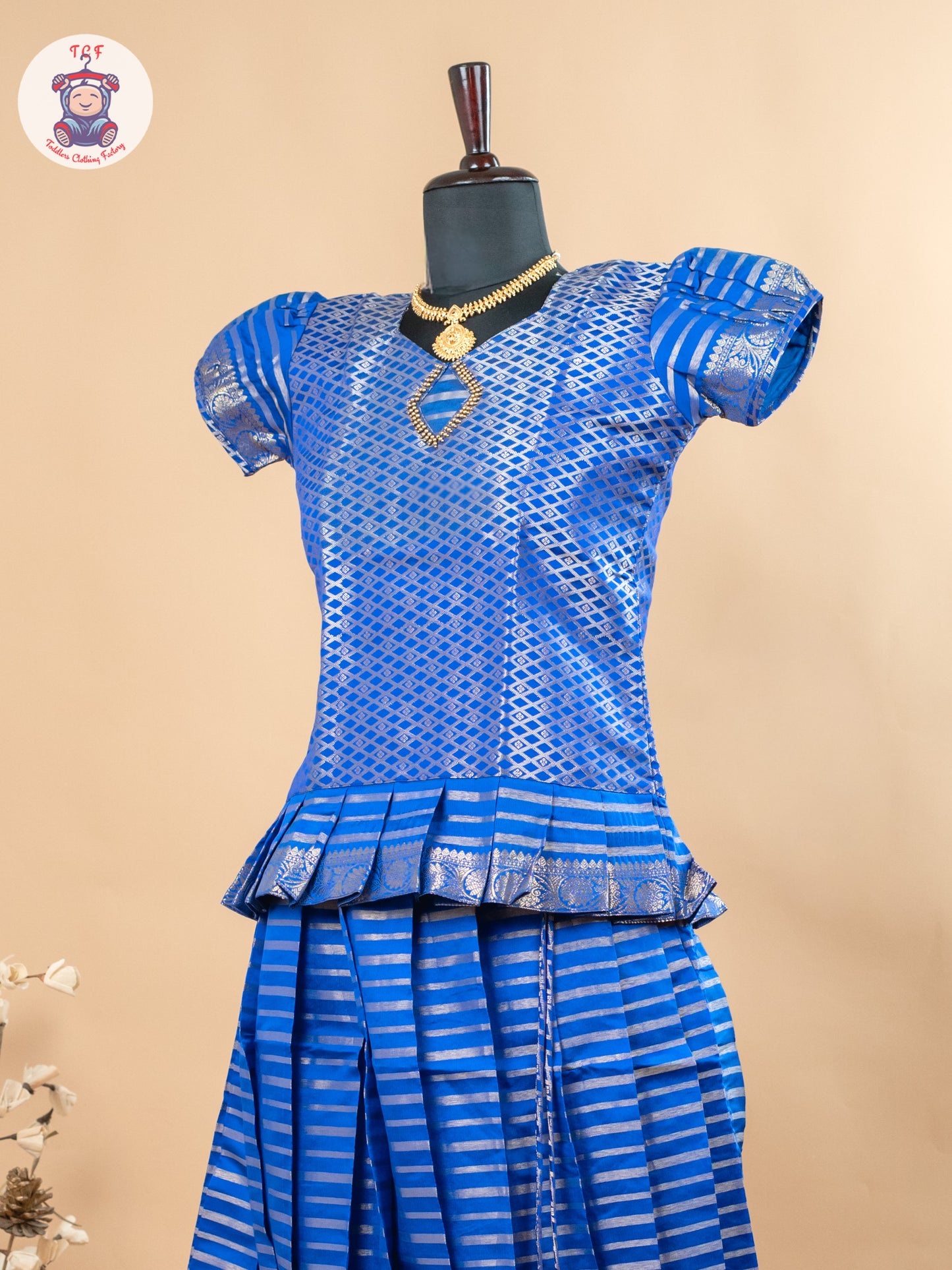 Blue - Girls Readymade Cotton Pavadai Sattai